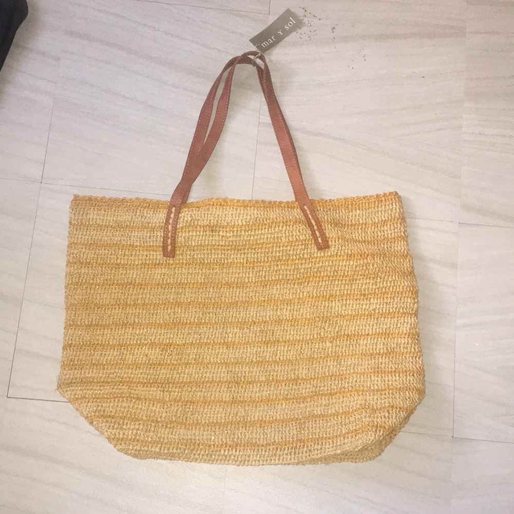 Cream and mustard yellow mar y sol bag